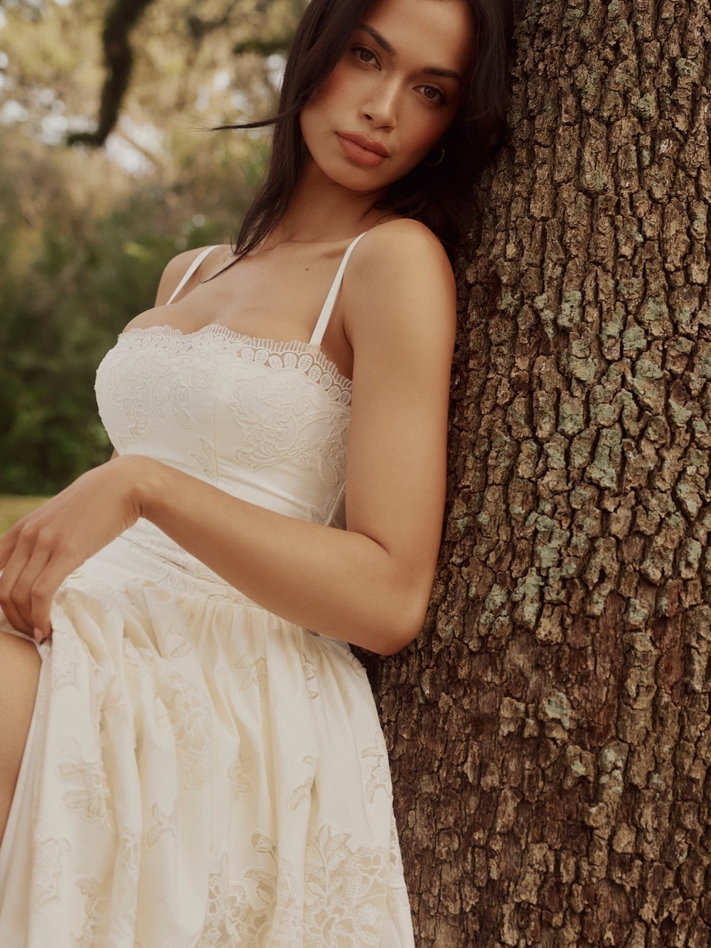 House of CB Chloe White Custom Lace + Cotton Midi Sundress - Picture 10 of 14
